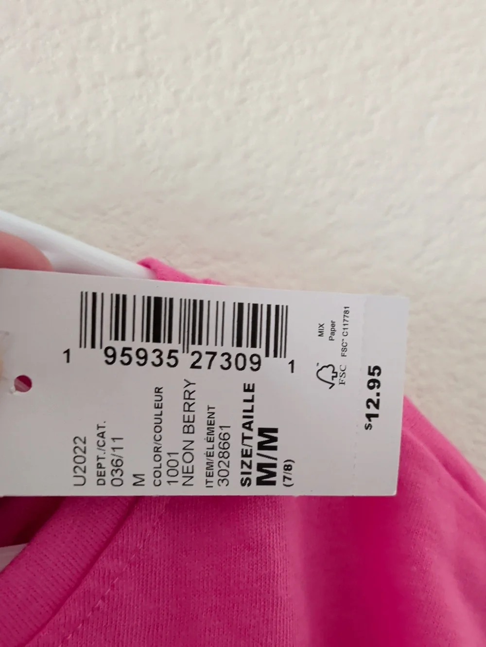 Children’s Place Girls 7/8 Neon Pink Tie Front Tee NWT